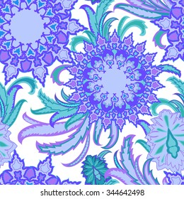 Seamless pattern with  Paisley.Vector illustration. Background with traditional asian motifs.