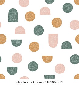 Seamless pattern with pale colors circles and semi circles.