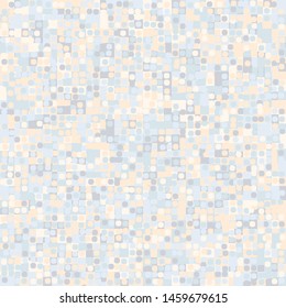 Seamless pattern. Pale colors. Pixel shards and rounded squares.
