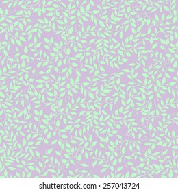 seamless pattern of pale green foliage on a purple background. Twisted petals. leaf
