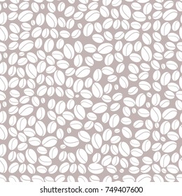 Seamless pattern in pale shades. Coffee beans. Cartoon simple style. Vector illustration.