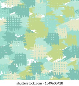Seamless pattern. Pale shades of colors - cyan, khaki, green, yellow. Camouflage.