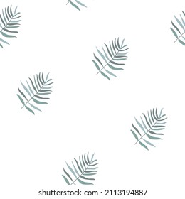 Seamless pattern with palm branch ​on white background for fabric textile, print, wallpaper