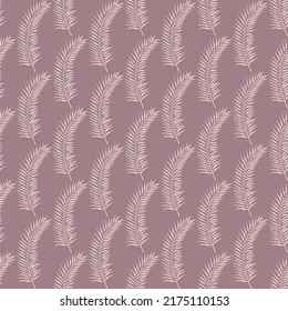 Seamless pattern with palm branches in a beige palette. Simple elegant background with tropical leaves vector illustration.