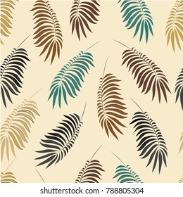 
Seamless pattern with palm branches in brownish green pastel tones vector illustration