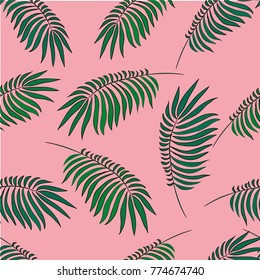 
Seamless pattern with palm branches on a pink background vector illustration