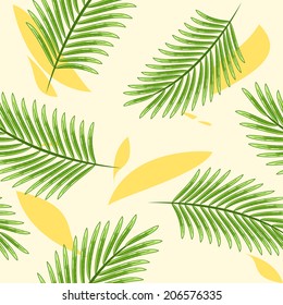 Seamless pattern with palm branches. Summer background. Vector