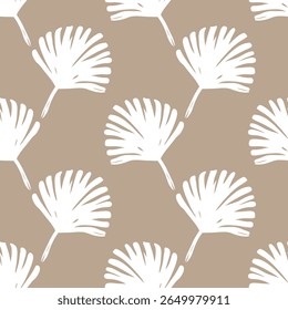 Seamless pattern of palm fan leaves on beige background. Ideal for textile, home decor, banner, cover, etc

