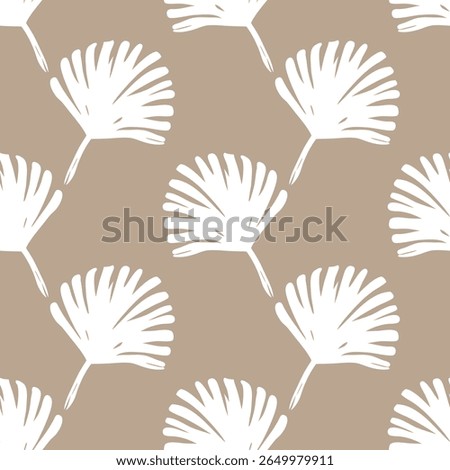 Seamless pattern of palm fan leaves on beige background. Ideal for textile, home decor, banner, cover, etc
