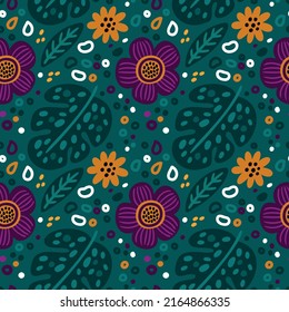 Patrón sin foco con hojas verdes de palma, flores exóticas de la jungla. Papel digital de estilo bohemio. Patrón floral creativo abstracto para prendas de vestir, textiles, tejidos con plantas y animales salvajes