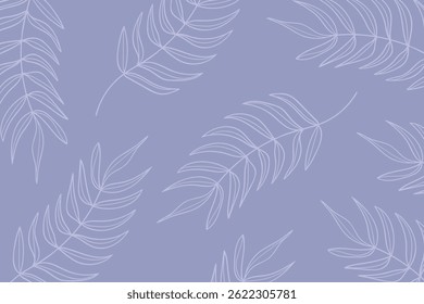 Seamless Pattern Palm Leaf Isolated on Blue Background. Vector illustration