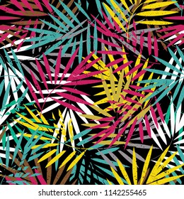 Seamless pattern with palm leaves