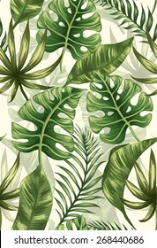 Seamless pattern with palm leaves 