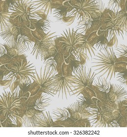 Seamless pattern with palm leaves