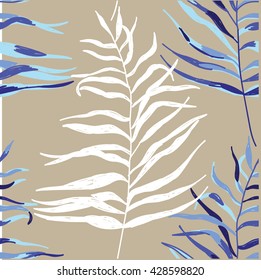 
Seamless pattern with palm leaves .