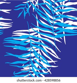 
Seamless pattern with palm leaves .