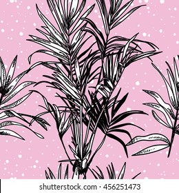 Seamless pattern with palm leaves .