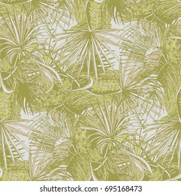 Seamless pattern with palm leaves