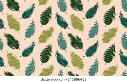 Seamless pattern with palm leaves. Abstract Tropical foliage background. Modern exotic jungle plants. Flat Vector illustration 