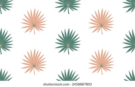 Seamless pattern with palm leaves. Abstract Tropical foliage background. Modern exotic jungle plants. Flat Vector illustration 