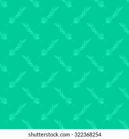 Seamless pattern of palm leaves in different directions aquamarine green branch