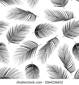 Seamless pattern with palm leaves on white background