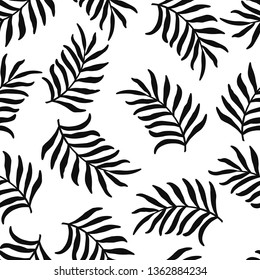 Seamless pattern with palm leaves on white background