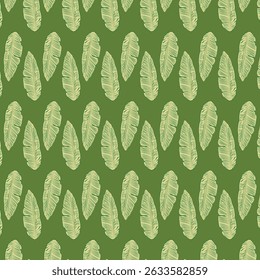 Seamless pattern with palm leaves on black background