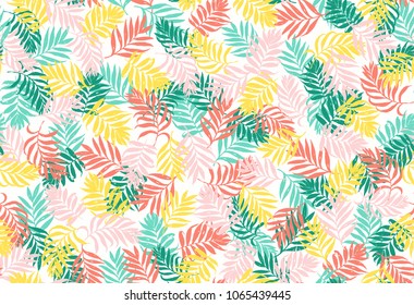 Seamless pattern with palm leaves. Tropical camouflage print. Vector Illustration