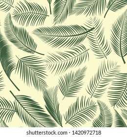Patrón inoxidable con hojas de palma. Fondo tropical. Papel pintado en blanco y negro. Ilustración del vector
