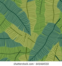 Seamless pattern with palm leaves. Vector illustration.