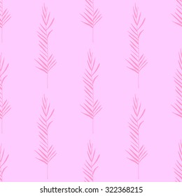 Seamless pattern of palm leaves in the vertical branch beautiful light pink