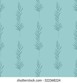 Seamless pattern of palm leaves in the vertical branch beautiful dark blue aquamarine