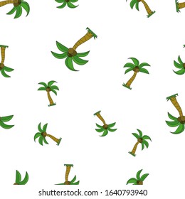 Seamless pattern of palm tree with coconut. Isolated on white background. Vector illustration.