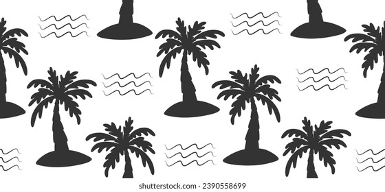 Seamless pattern palm tree with doodle style. 