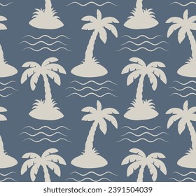 Seamless pattern palm tree with doodle style. 