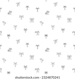 Seamless pattern with palm tree icon on white background. Included the icons as summer, tree, beach, plant, tropical, nature, outdoor, greenery, evergreen, coconut and design elements.
