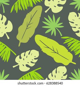 Seamless pattern with palm tree leaves. Natural background. Summer print, wallpaper