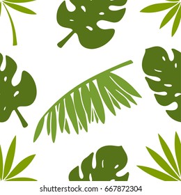Seamless pattern with palm tree leaves. Floral background. Tropical  print, wallpaper