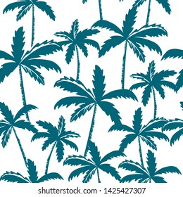 Seamless pattern of palm tree on white background