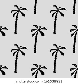 Seamless pattern with palm tree silhouette. Vector hand drawn illustration on a beautiful background. Perfect for invitations, cards, prints, flyers, posters.