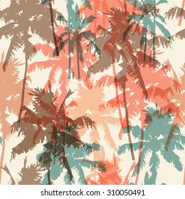 Seamless pattern with palm trees