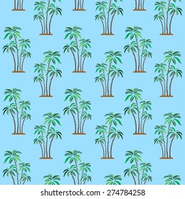 Seamless Pattern with Palm Trees. Forest. Vector Illustration