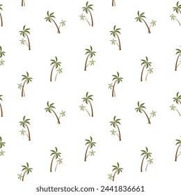 Seamless pattern of palm trees. Hand drawn vector illustration