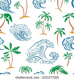 Palmeras sin foco y mar. Ilustración del vector