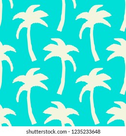 Seamless pattern with palm trees silhouettes. Hawaiian background