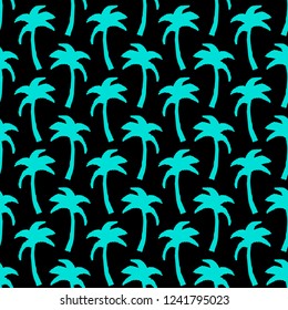 Seamless pattern with palm trees silhouettes. Hawaiian background