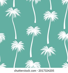 Seamless pattern palm trees silhouettes white vector illustration