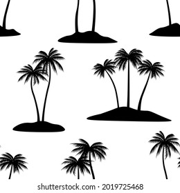 Seamless pattern palm trees silhouettes black vector illustration