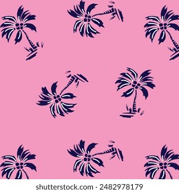 Seamless pattern with palm trees sketches.tropical pattern depicting black palm tree .Palm tree seamless pattern. Beautiful island landscape exotic nature with silhouette of palm trees, beach 